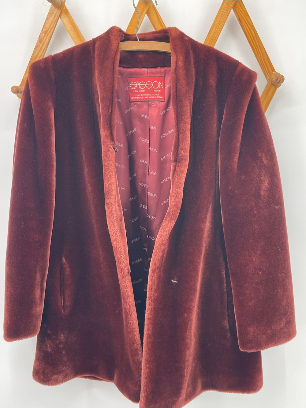 Vintage Sasson Jeans Plush Teddy Jacket in Deep Burgundy